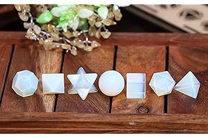 FASHIONZAADI Opalite Crystal Platonic Solids Sacred Geometry 7 Pcs Set for Healing Gemstone Energy vastu Chakra Balancing