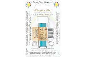 SUGARFLAIR COLOURS Sugarflair Blossom Tint Turquoise Food Colouring and Dusting Powder, Matt Finish, Brush On or Mix with Rejuvenator Spirit to Create a One of A Kind Cake - 7ml