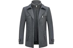 KUDORO Manteau Homme en Laine Chaud Mi-Long Hiver Trench Coat Slim Fit Classique Parka Pardessus Caban Business Élégant Duffle-Coats Coup-Vent Revers Overcoat