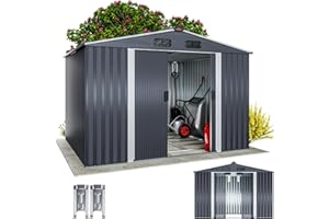 GARDEBRUK® Abri de Jardin métal XXL 5m² Fondation 260x205x180cm Porte coulissante Anthracite-métallique cabane de Jardin cabanon de Jardin 9m³