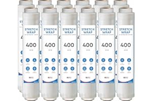 UK SUPPLIES LIMITED 12 Rolls Clear Stretch Shrink Wrap (All Pack Sizes) 400mm x 250m x 23 Micron Strong Heavy Duty Packaging Cling Film Tear Resistant Water & Moisture Proof Multi Use Pallet Wrap