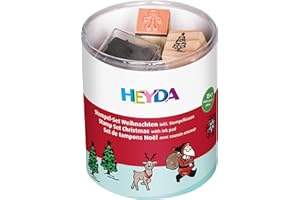 Heyda 204888480 Stempel-Dose „Weihnachten“ Motivgröße: ca. 1, 5 x 1, 5 cm