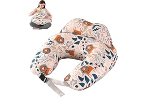 SHANNA Petit coussin d'allaitement pour maman - En coton - Ergonomique - Multifonctionnel - Avec sangle abdominale réglable - Motif lion A