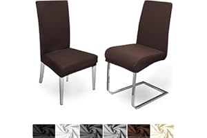 ‎DECOHOMETEXTIL DecoHomeTextil Universal Stretch Uni Stuhlhusse Stuhlhussen Husse Hussen mit 200g/m² 6er Set Braun Farbe und Set Größe wählbar Stuhlbezug Stuhlüberzug Elastisch