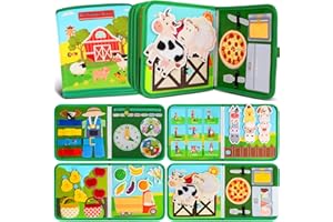 Quanquer Busy Board Book Deutsche Montessori Spielzeug ab 1 2 3 4 Jahr - Bauernhof Quiet Busy Book für frühes Lernen & Autofahrten - Babys Adventskalender-Füllung für Kinder