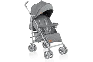 LIONELO Irma Passeggino Leggero e pieghevole per bambini da 6 mesi fino a 3 anni, Compatto con schienale regolabile, Posizione sdraiata, Cinture 5 punti, Zanzariera Cappottina XXL