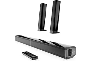 Oakcastle SB80 Split Sound Bar for TV | 120W 2.2 Channel Bluetooth Soundbar with HDMI ARC, Optical, AUX & USB Playback | Home Cinema TV Speakers with Wall Mount & Remote