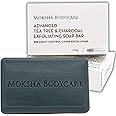 Tea Tree and Charcoal Exfoliating Soap Bar for Men And Women - [Made In U.K] Pore Exfoliating Face And Body Wash Soap Scrub for Acne Dark Spots Blackheads Blemishes Sensitive Skin, Cruelty FREE-100g