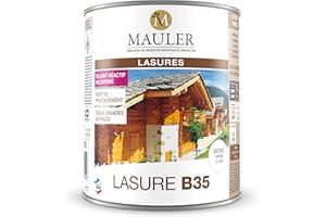 MAULER 1919 by Lasure bois 1L Chêne Clair satiné - Glycéro ne pèle pas, ne s'écaille pas. Résines alkydes à l'huile : très haute durabilité & sans coulure, qualité PRO B35