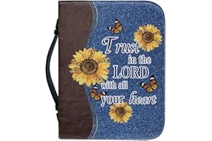 Poceacles Couverture de la Bible pour homme et femme, avec inscription « Trust in The Lord with All Your Heart », grande capacité pour livre de la Bible, taille L