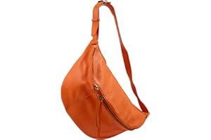 SH Leder Prawdziwa skóra damska unisex torebka na piersi na festiwal, podróże, duża torba na biodra Crossbody Bag damska torba skórzana 49 x 28 cm Daniela G768, pomarańczowa - pomarańczowy - rozmiar