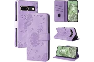 Rostsant Handyhülle für Google Pixel 8a - Löwenzahn PU Leder Flip Case Brieftasche Tasche Mit Magnetverschluss - Violett
