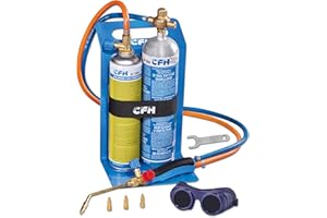 CFH Schweiß-Fix SF 3100 - Tragbares Autogen-Schweißgerät und Hartlötgerät zum Autogenschweißen und Hartlöten, Komplettset mit Tragegestell, Sauerstoff, Spezial-Gas, Schweißschutzbrille und vier Düsen