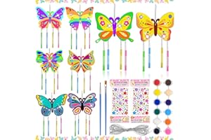 Shinybox Scacciapensieri a Forma di Farfalla, 8 Pezzi Farfalla di Legno, Campanello a Vento in Legno, Kit di Artigianato in Legno Farfalla per Bambini, Campanella a Vento per Esterni