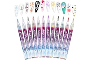 MKITNVY Bolígrafo de Uñas 12 Colores,Nail Art 3D Nail Art Pens Nail Marker Pen,Nail Art Point Grafiti Pen Set,Rotulador Uñas Herramientas de Manicura Regalo para Halloween Navidad