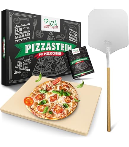 Kit Pierre à Pizza Et Pelle GOURMEO - 38x30cm, Pierre En Céramique, Bambou