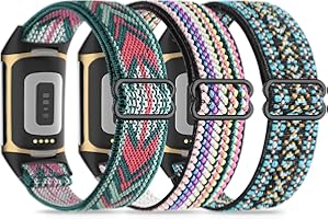 Wizvv 3 elastyczne bransoletki kompatybilne z Fitbit Charge 5/Fitbit Charge 6, dla kobiet i mężczyzn, oddychające, regulowane, nylonowe, do Fitbit Charge 5/Charge 6