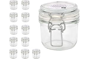 BORMIOLI ROCCO Bormioli Fido - Barattoli con chiusura a leva, 12 pezzi, capacità 200 ml, conservazione ermetica grazie all'anello in gomma e alla chiusura ad archetto