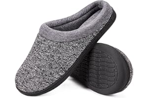 EverFoams Damen Klassische Hausschuhe mit Memory Foam, Frottee Pantoffeln mit Rutschfester Gummisohle