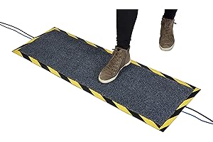 The Workplace Depot Cable Mat – Heavy Duty Nylon with 40mm Cable Channel, Non Slip Rubber Backing, Black and Yellow Hazard Border, UV Resistant Indoor Safety Mat for Workplaces and Homes