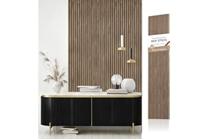 JSSZWYP AKK-STAVE Akustikpaneele Holz 240x60 cm (3er-Set 4,32 m²) - Akustik Paneele & Holzpaneele Wand | Holzfurnier 3D Paneele Wand als Wandverkleidung Innen für Wohnzimmer(Walnuss)
