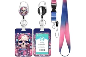 DUOUPA Cordon con Tarjetero, Correa para el Cuello, Cordon Retractil con Cierre de Mosqueton Giratorio para Profesores, Enfermeras, Medicos, Estudiantes