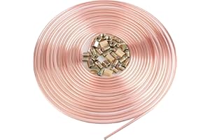 PANTSLINE Brake Pipe Copper Coated Tubing 32.8Ft. of 3/16" Automotive Replacement Brake Lines Kit with 20 Nuts Fittings and 12 PCS Brake Pipe Fittings Assortment(32.8Ft. of 3/16")