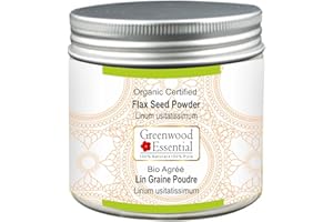 Greenwood Essential Poudre de graines de lin pure (Linum usitatissimum) certifiée biologique 100 g