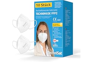 TechniSat TECHNIMASK FFP2 Maske - (Mund- und Nasen-Bedeckung, dermatologisch getestet, 5-lagige Einweg-Maske aus hochwertigem Vlies - Gesichtsmasken Made in Germany), 10 Stück