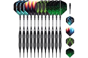 Grebarley Freccette Soft Freccette con Punta in plastica per Bersaglio elettronico, 12 Pezzi, 18 Grammi, Fusto in Alluminio con 9 Alette, 50 Punte, 20 Arancioni