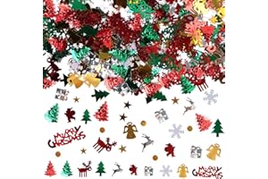 Mainiusi Streudeko Weihnachten Tischdeko 500 Stück, Glitzer Konfetti Bunt Tischdeko Merry Christmas Deko, Schneeflocke Streudeko Stern Konfetti für Weihnachten Basteln Deko