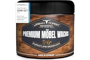 ‎URBAN FOREST Möbelwachs farblos zur Möbelpflege & Holzschutz für innen und aussen | Holzwachs mit Bienenwachs zur Holzpflege für Holzmöbel | Holz wachsen mit PREMIUM MÖBEL WACHS von URBAN FOREST 250ml