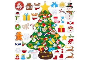 Lanpn Filz Weihnachtsbaum mit Filz Schneemann, 102cm DIY Kinder Weihnachten Bastelset Christbaum Tannenbaum mit 40 Stück Abnehmbaren Ornamente Hängend Dekor Dekoration für Home Tür Wand
