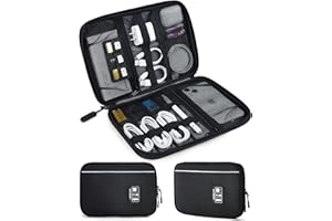 BAGSMART Torba Electronica Przenośny Organizator Podróżny na kable, Pamięci USB, Powerbanks, baterie, Karta SD (Czarny)