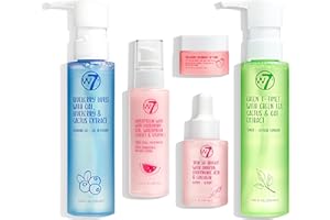 W7 Confezione regalo cosmetici viso fai da te - Crema idratante, siero, tonico, detergente e maschera labbra - Kit skincare fai da te per una pelle bella e naturale.