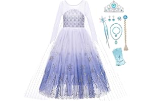 New front Costume da Principessa Frozen Elsa Vestito Elsa Frozen Bambina Abito da Principessa Gonna in Tulle per Festa di Cosplay Party Halloween Compleanno Carnevale Natale