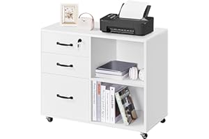 Yaheetech Cajonera Escritorio con Ruedas Cajonera de Oficina 3 Cajones Archivador Móvil de Oficina para Carpetas 80x40x65,5cm Blanco