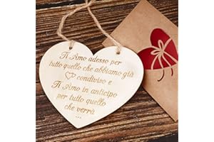 BETESSIN Targa in Legno Amore Cuore Targhetta Ti Amo Porta Biglietti Auguri Regalo per Ragazza Lei Fidanzata Decorazione per Valentine Matrimonio Anniversario Natale Casa Cartello