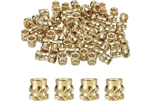 QUARKZMAN Wkładki gwintowane M5 mosiężna wkładka termoosadzona M5 x 7 mm, nakrętki radełkowane OD 7 mm, mosiężne nakrętki gwintowane żeńskie z gwintem wewnętrznym, druk 3D, 100 szt