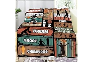 Paready Basketball Blanket Basketball Gifts for Kids Boys Men Soft Cozy Flannel Basketball Throw Retro Basketball Fleece Plush for All Season Sport Lover Blanket for Bed Sofa Camping Couch (50"x60")