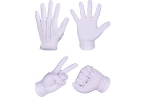 SHAPPY Weiße Genähte Baumwoll Handschuhe für Formale Smoking Schmuck Inspektion, 2 Paare