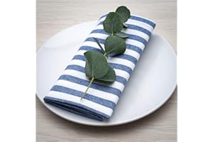 FILU Servietten 8er Pack Blau/Weiß gestreift (Farbe und Design wählbar) 45 x 45 cm - Stoffserviette aus 100% Baumwolle im skandinavischen Landhausstil