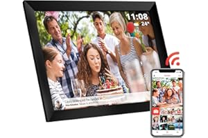 Atlantis Cornice Digitale WiFi 10 Pollici, Touch Screen, condividi foto e video via APP, portafoto digitale, rotazione automatica, orologio e meteo, Memoria 1GB RAM + 16GB per foto, Slot Micro SD.