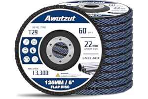 AWUTZUT Flap Discs 125mm 60 Grit Grinding Discs T29 for Angle Grinder Grinding Wheel & Discs (10PCS)