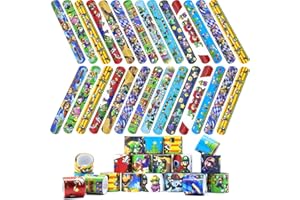 HEAWAA 30 Pezzi Braccialetti Slap per Bambini, Bracelets Gadget a Scatto Bracciali Divertenti Rotoli in Vinile per Bambini, Ragazze e Ragazzi Feste Compleanno Birthday (Mario)