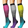 Copper Compression Socks (3 Pairs), 15-20 mmhg is BEST Athletic & Medical for Men & Women, Running, Flight, Travel, Nurses - Boost Performance, Blood Circulation & Recovery