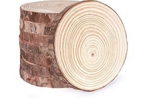 ilauke 12Pcs Rondelles de Bois Naturel, Rondin de Bois Sans Trou Diamètre 13 à 14cm Pré-percé avec Trou Cercles Tanche de Bois pour Loisirs Créatifs, Décoration Murale, Noel, Pyrograveur Bois