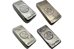 HEAVENLY METALS 4-Pack Hand Poured Metal Bullion Bars – 1 Troy Ounce Each of 99.9% Pure Lead, Bismuth, Zinc, and Tin Elements for Display, Science Experiments, or DIY Casting