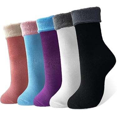 Lot De 5 Paires De Chaussettes Antidérapantes SHEKINI - Polaire Corail, Taille 35-40 Femme