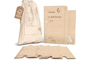 Mikito Holz Messlatte für Kinder zum festhalten ihres Wachstums inkl. Wandbefestigung | Wanddekoration für Kinderzimmer Babyzimmer für Mädchen und Junge | Messleiste aus natürlichem Holz als Puzzle